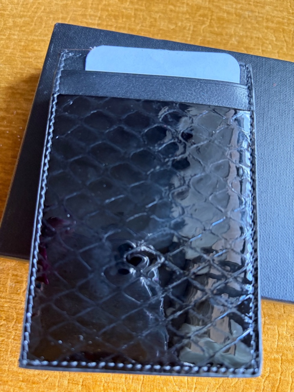 Saint Laurent NEW Black Patent Card Holder with Gold YSL Emblem - Picture 6 of 8